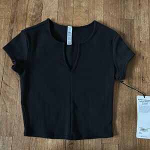 Alo yoga ribbed cropped savvy, short sleeve black